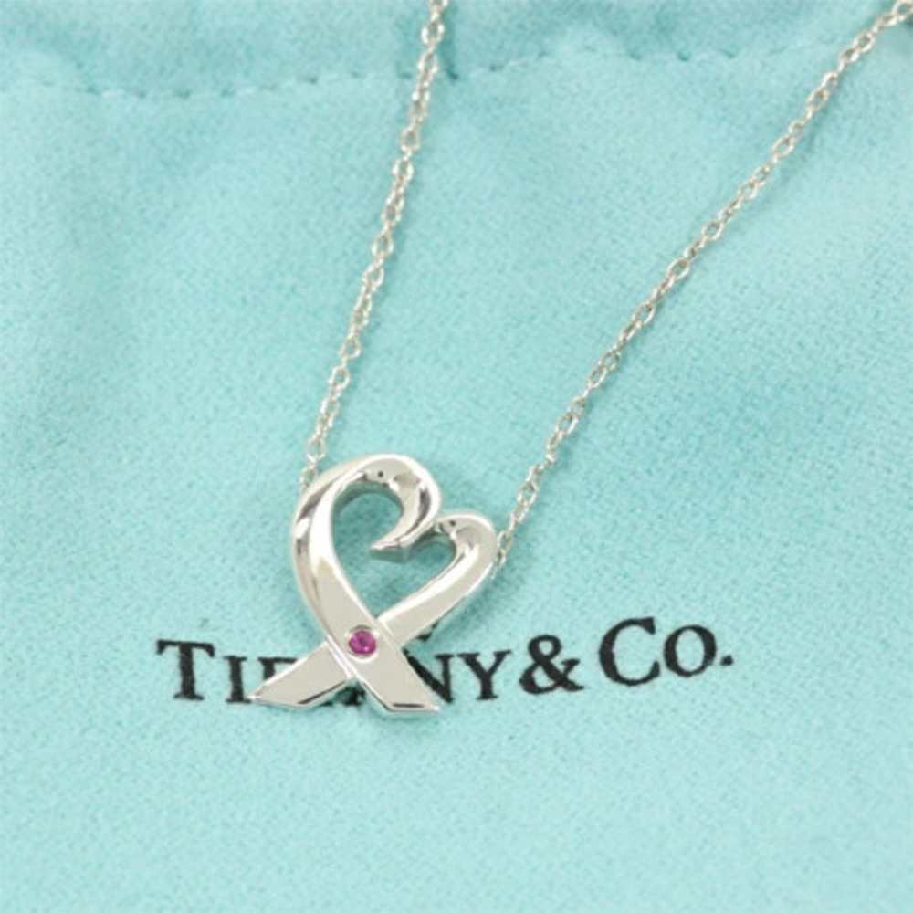 TIFFANY Co Loving Heart Necklace Pink Sapphire
